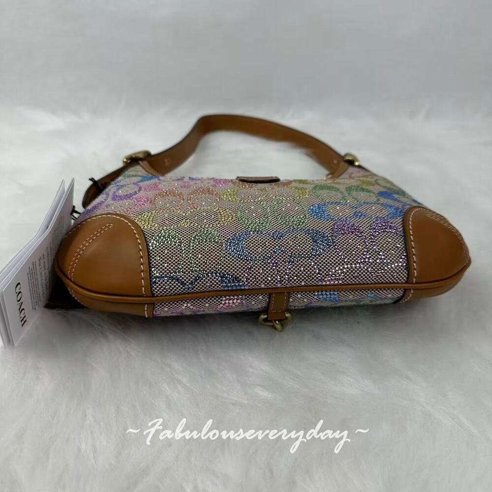 Coach Holographic Signature Canvas Shoulder Bag with Brown Leather Trim - Picture 9 of 11